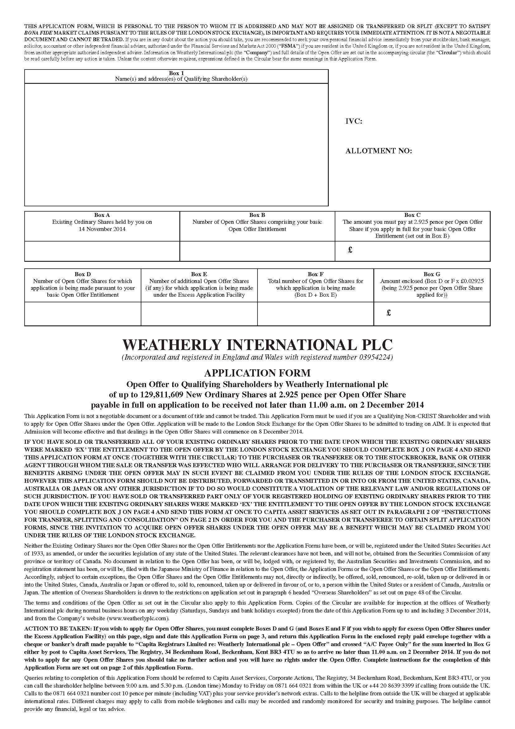 Weatherly Application Form